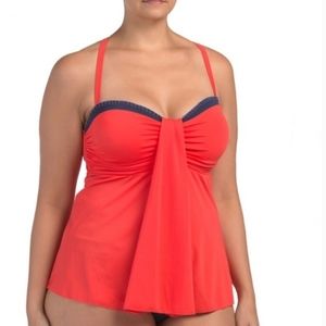 Mazu Swim Cross Strap Tankini Coral Top